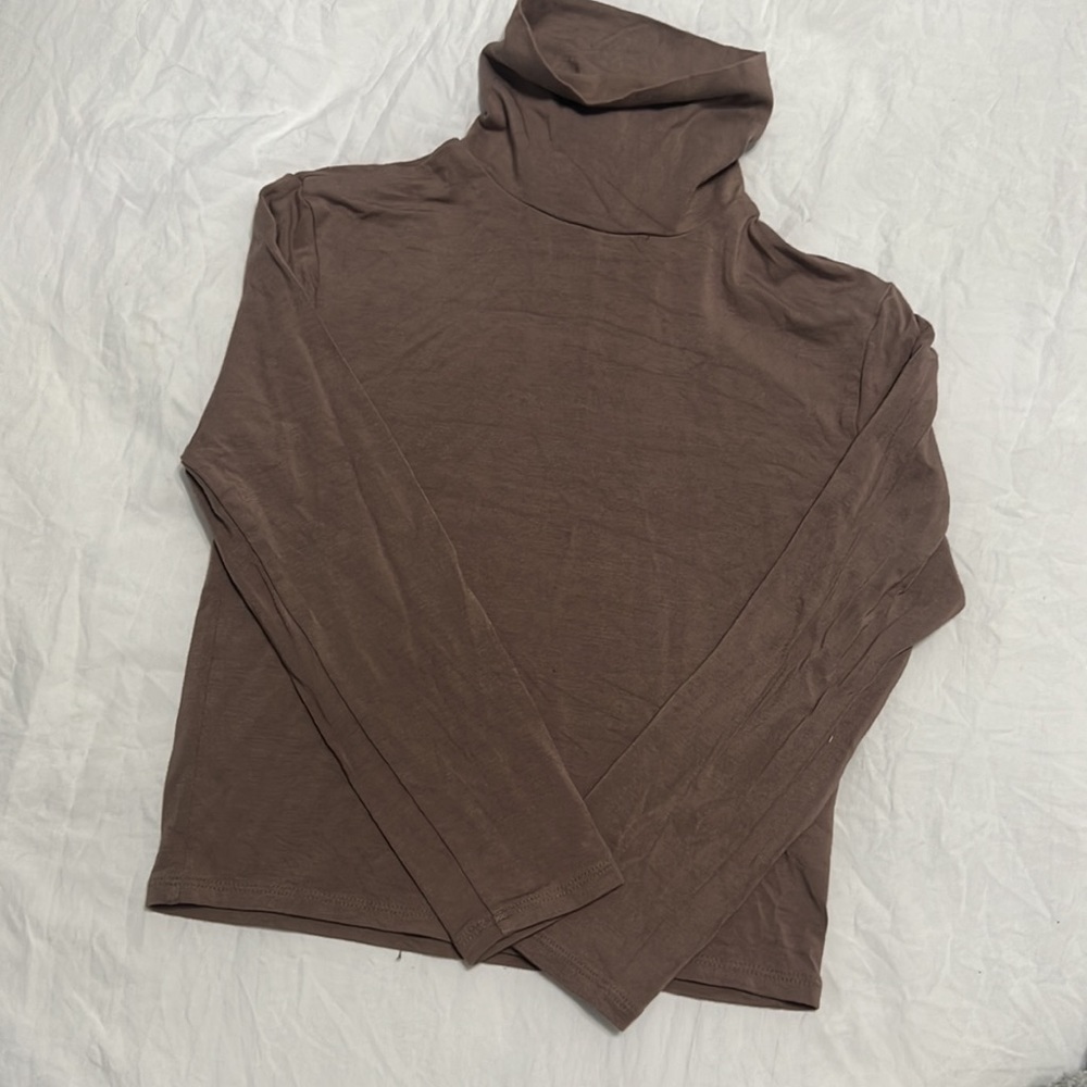 Cropped Long Sleeve Turtleneck Top